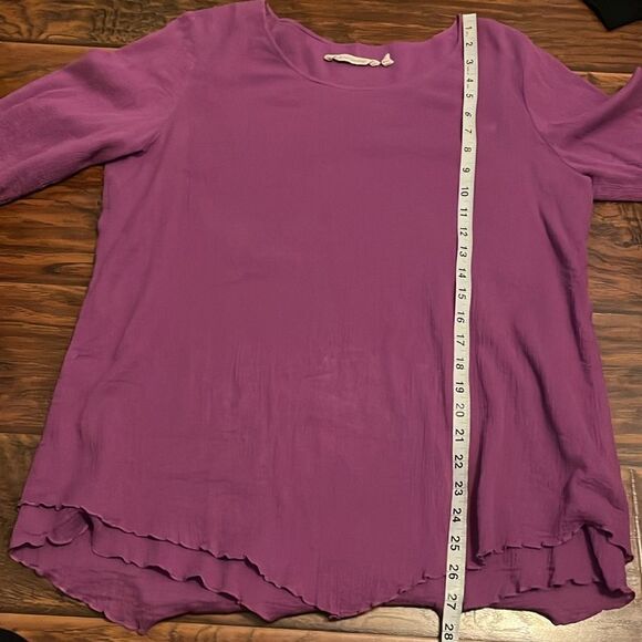 Soft Surroundings Boho Purple Ruffle Hem Tunic Top Casual Feminine Contemporary - Picture 6 of 11